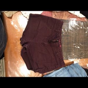 maroon high waisted shorts